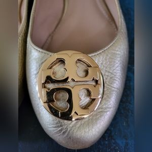 TORY BURCH Claire Gold Metallic Ballet Flat size 8.5